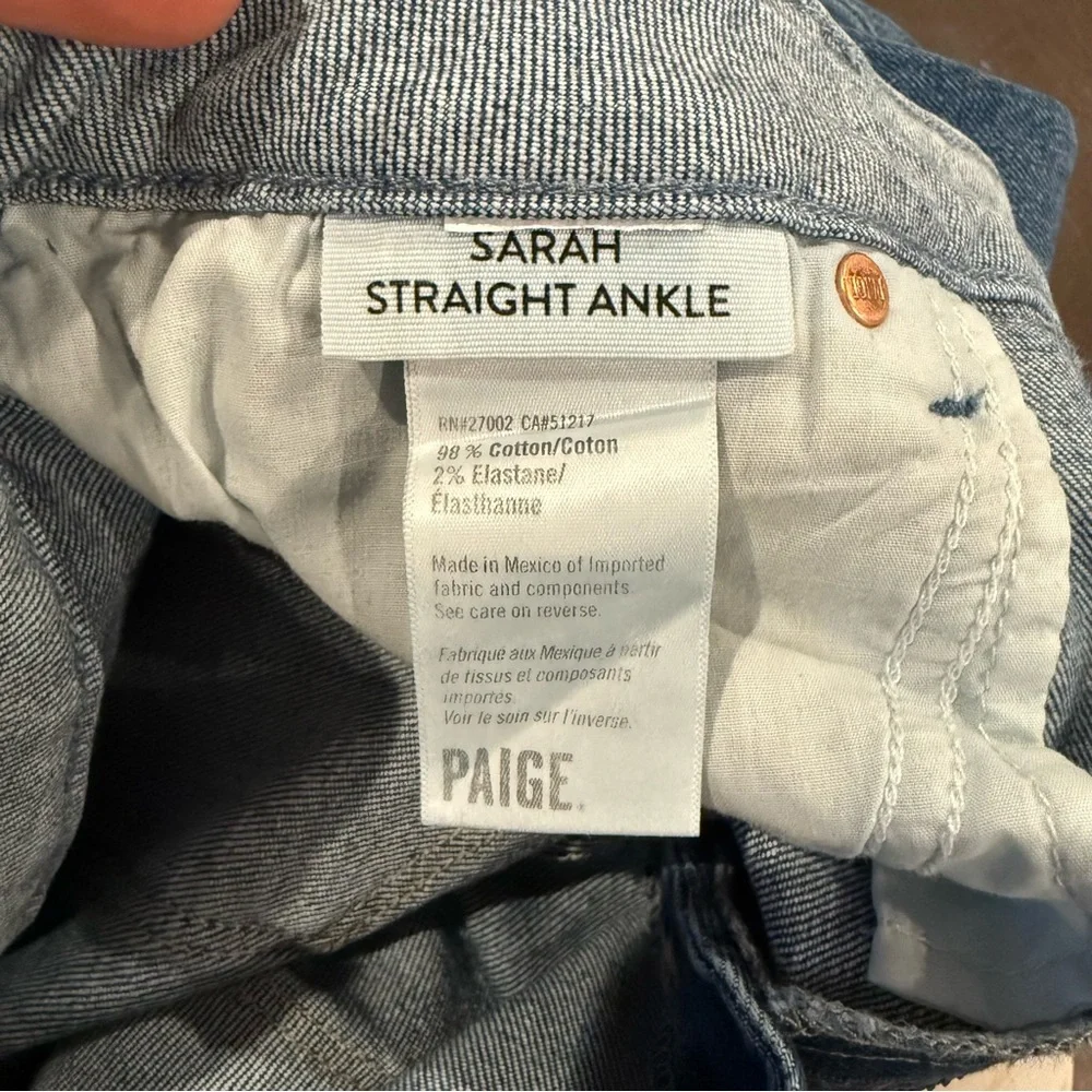 PAIGE Sarah Straight Ankle Jeans NWOT in Nightingale Wash - Picture 5 of 11